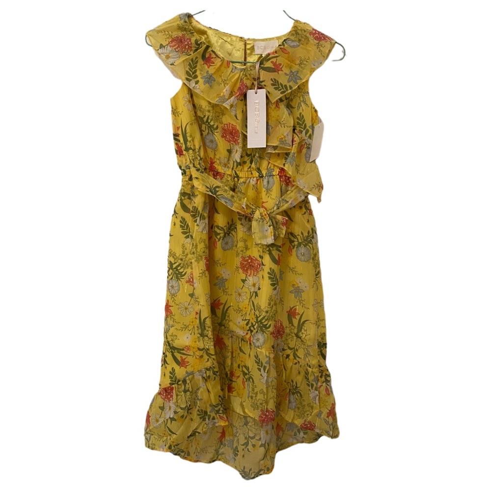 BCBGirls Yellow Floral Ruffled Dress